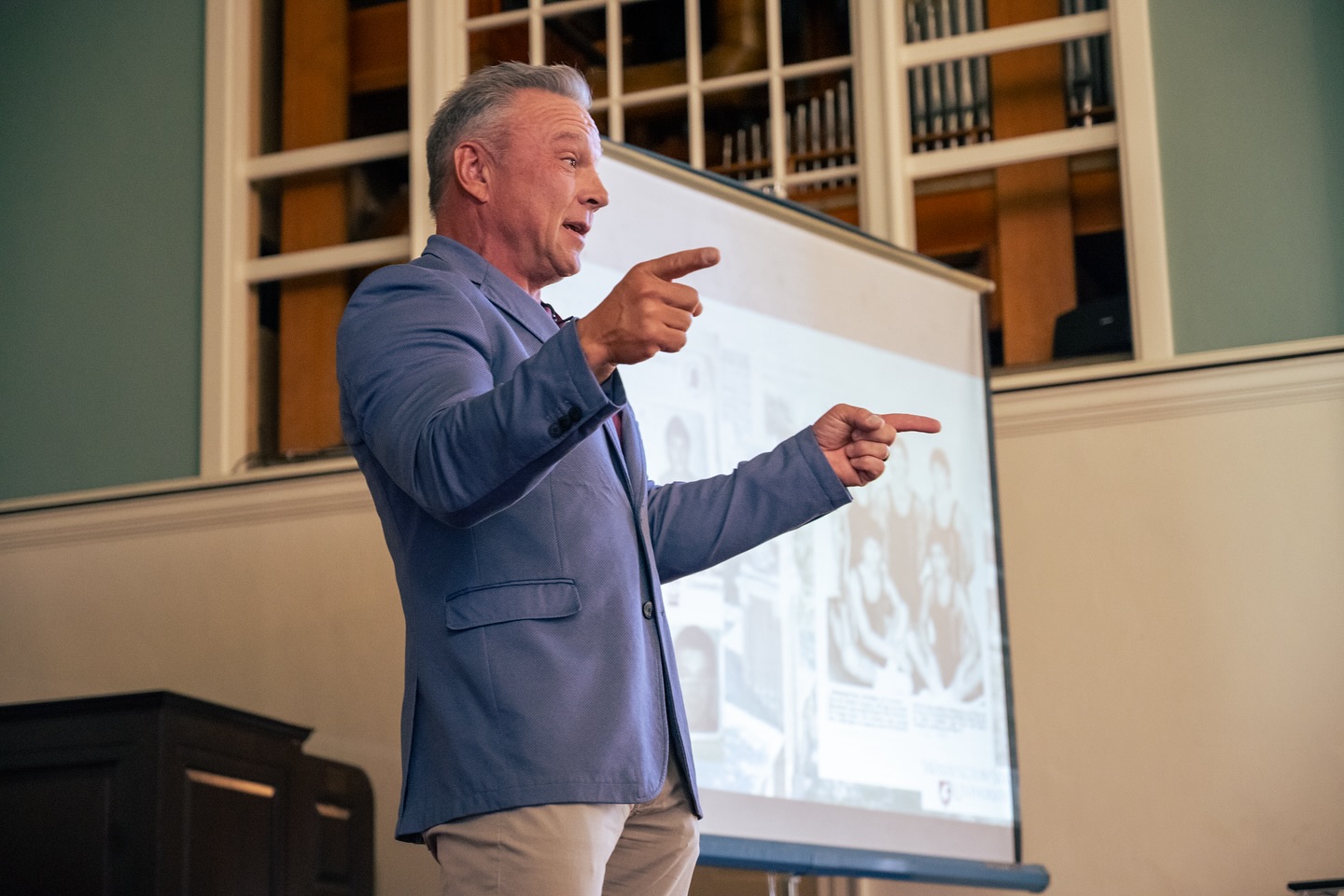 Dr. Shane Needham presenting at a scientific conference